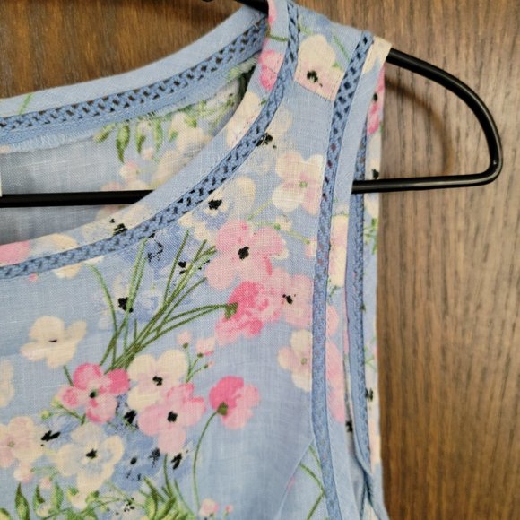 Gorgeous J. Jill Baby Blue Pink Floral Linen Dress Size Small - Picture 5 of 16